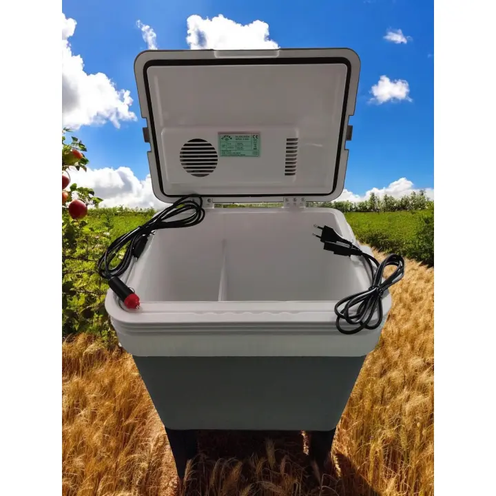 Enfriador eléctrico de 24 litros, enfriador/calentador Nevera portátil Elecsan termoeléctrico de 12 V/230V sin hielo para viajes,casa, camping, barco, vehículos, cerveza, mariscos con 2 paquetes de hielo, certificación ETL (gris) - 1