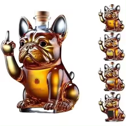 Botella de vino con forma de bulldog, decantador de vino con forma de perro en 3D de 10 oz, vaso de whisky, botella de vino de whisky para perro, decantador de vino tinto creativo, vasos de degustación de whisky, regalos para amantes del whisky - 1
