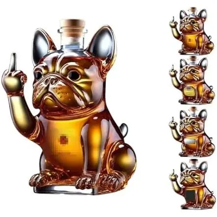 Botella de vino con forma de bulldog, decantador de vino con forma de perro en 3D de 10 oz, vaso de whisky, botella de vino de whisky para perro, decantador de vino tinto creativo, vasos de degustación de whisky, regalos para amantes del whisky - 1