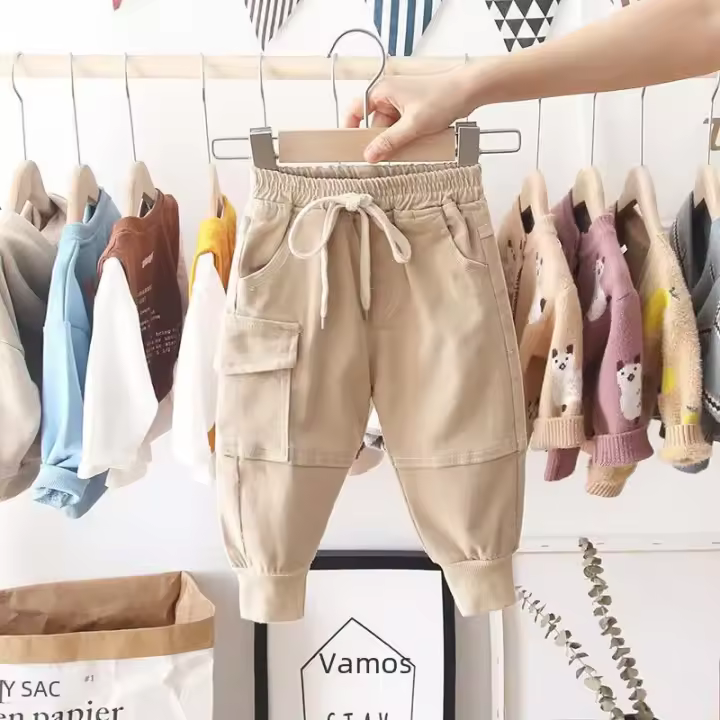 Nuevos Pantalones De Cargo Para Niños 2-6 Años Estilo Casual Deportivo Pantalones Solids Para Niños Tallas 2-8 Años Ropa Infantil - 1