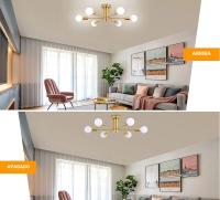 Lámpara De Techo Estilo Nórdico De Hierro Con 6 Luces Para Decoración De Piso Bajo Sala De Comedor Y Sala De Estar Compatible Con Voltaje AC85-260v E27/E26 - details 13