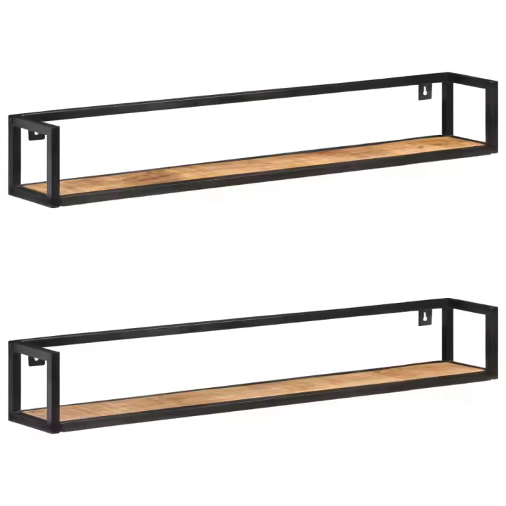 Estantes de pared 2 unidades 120 cm madera de mango rugosa - 1