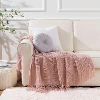 Manta De Punto En Color Caqui Gris Con Borlas Para Verano Manta Suave Y Cómoda De Viaje Para Sofá Y Cama Estilo Bohemio Y Chic - details 4
