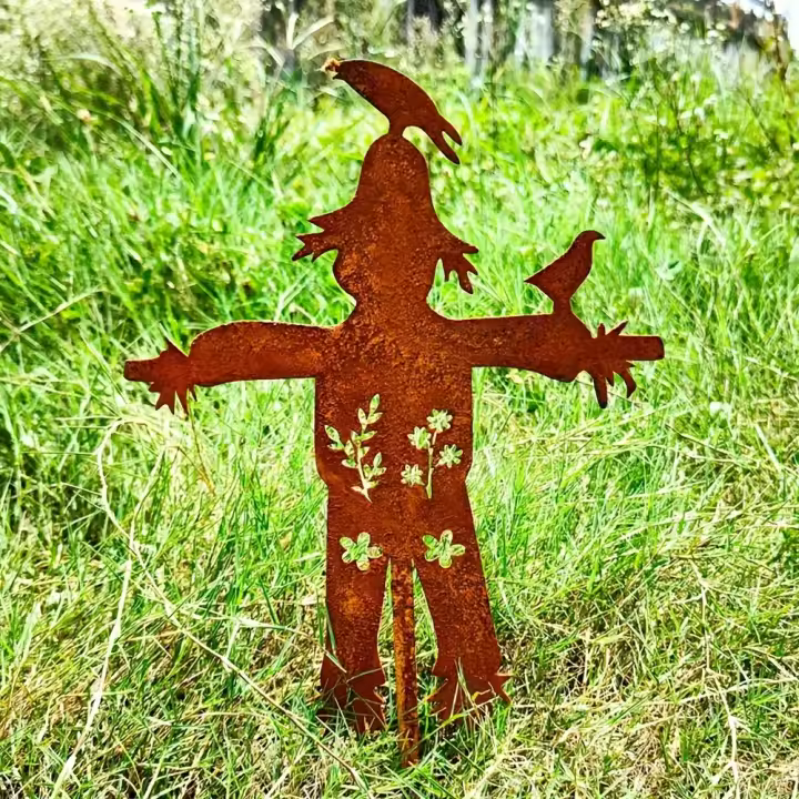 Palo De Jardín De Payaso De Metal Rustico Para Otoño Y Decoración De Halloween Arte De Jardín Al Aire Libre Por Yohwor Home - 1