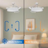 LED Lampara Ventilador deTecho with Luz Led, 36W,Ø 109cm, CCT, 4100LM, With Aspas Retráctiles 6 Velocidades Silencioso y Bajo Consumption, Way Verano Invierno, With Enviar - details 2