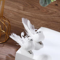Pájaros Artificiales De Pluma De Espuma Blanca Doves Mini Decoración De Pájaros Para El Jardín Y Artesanía - details 3