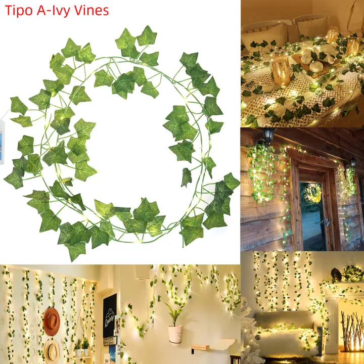 Luces De Enredadera Artificiales Con Hojas Verdes Y Flores 2M-10M Para Decoración De Hogar Y Bodas USB/Batería Ramadan Guirnalda LED Calidad UL CE CCC Longitud Variable De 2 a 10 Metros - 1