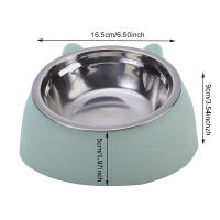 Tazón De Alimentos Para Mascotas De Acero Inoxidable Resistente Al Caídas Con Boca Oblicua Protege La Columna Vertebral Diseño De Gato Y Perro Juguetón - details 0