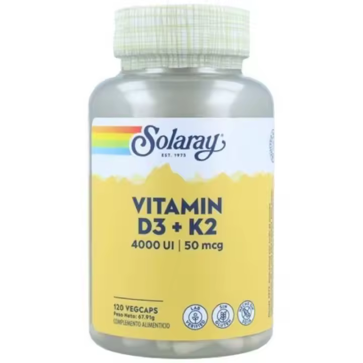 Solaray Vitamin D3 + K2 120v Cápsula - 1