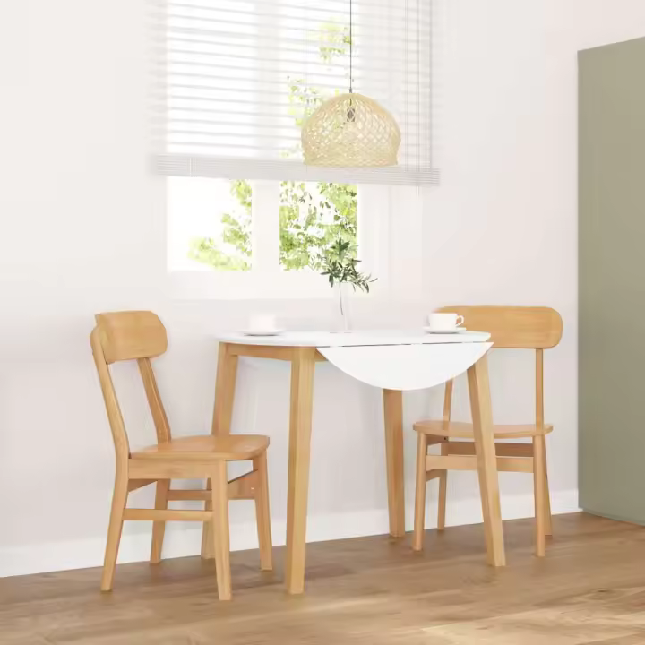 vidaXL Sillas de comedor 2 unidades madera maciza de caucho en color Natural/Blanco/Marrón y negro y más | cómodas modernas ergonómicas para comedor cocina salón hogar - 1