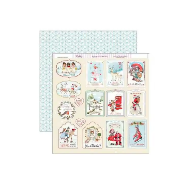 DAYKA TRADE                         PAPEL SCRAP 2 CARAS 30,5x30,5 CM TAGS NAVIDAD - 1