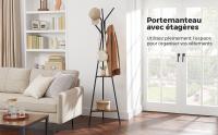 VASAGLE Perchero de pie, perchero, mueble de entrada, estilo industrial, con 2 estantes, para ropa, sombreros, bolsas, marrón rústico y negro - details 1