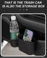 SEAMETAL Car Trash Can Colgante De Cuero ABS Organizador Universal Para Fila Trasera Con Soporte Para Bebidas Caja De Basura Dura - details 2