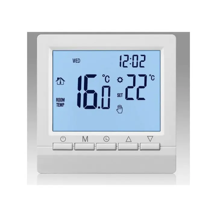 Termostato de calefacción de caldera de gas, controlador de temperatura alimentado por batería de 1,5 v con retroiluminación blanca para calderas programable semanalmente - 1