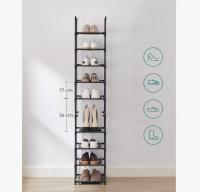 10-tier shoe rack, good size and removable, 33x33x173 cm, metal frame and fabric shelves, perfect for hallways and bedrooms, black - details 4