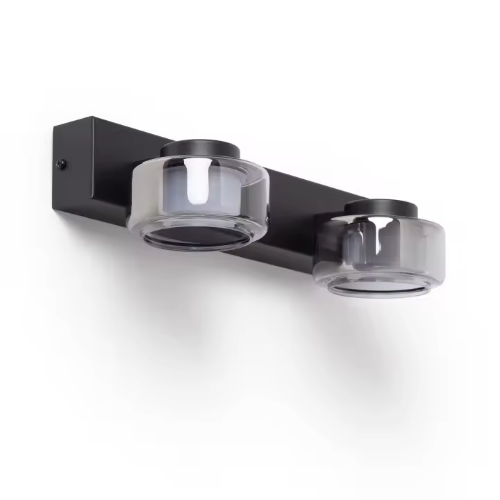 Ledkia Lámpara de Pared LED 8W Baño CCT Metal y Cristal Zisna Negro - 1
