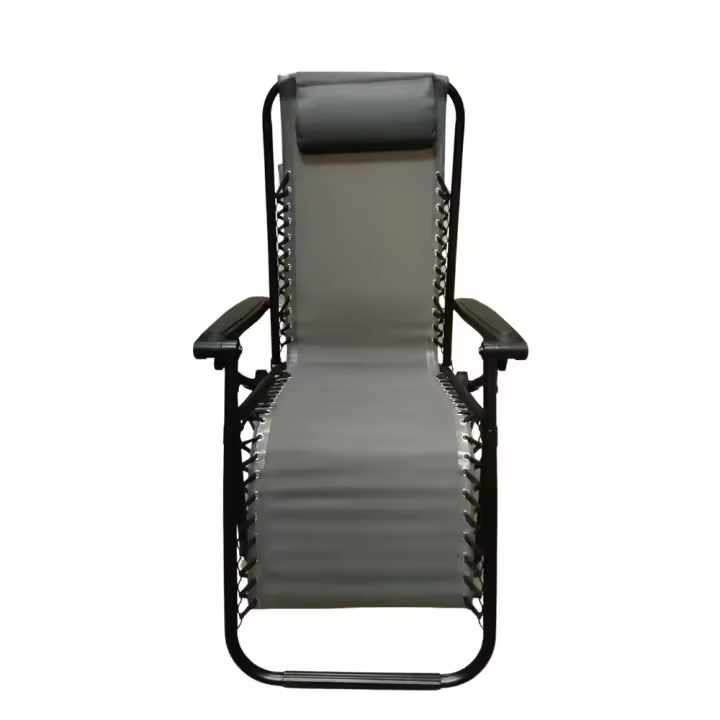 Gerimport Tumbona Reclinable Gris para Exterior 177x65x113cm Plegable y Resistente - 1