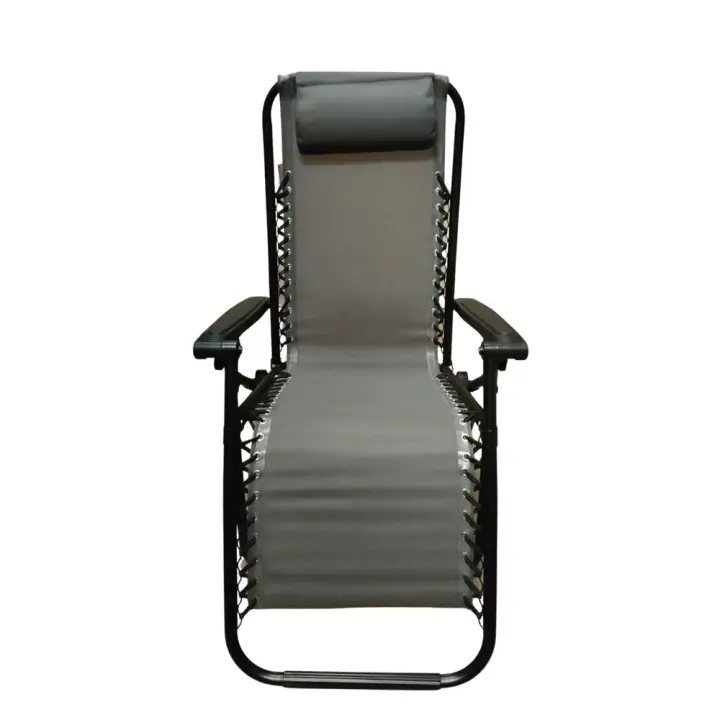 Gerimport Tumbona Reclinable Gris para Exterior 177x65x113cm Plegable y Resistente - 1
