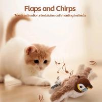 Juguete Interactivo Para Gatos Recargable Con Pájaro Silbante Y Batiente Con Catnip Juguete De Peluche Toque Activado Para Gatos De Interior - details 0