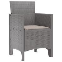 Silla de jardín vidaXL Juego de 2 Gris claro Poliratán y acero Estándar - details 2