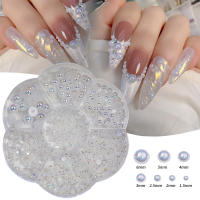 Accesorios De Uñas DIY Con Perlas AB De Resina Coloridas Y Tamaños Variados Paquete De 7 Grillas De Medio Círculo Lujo - details 7