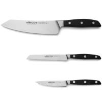 ARCOS Manhattan - Set de 3 Cuchillos (100 / 130 / 190 mm) - Acero Inoxidable Forjado Nitrum® - Mango POM - Estuche Regalo - details 1