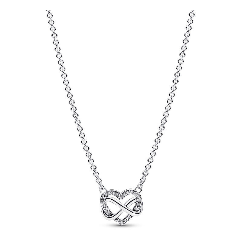 Pandora - Collar con Collar de corazón infinito brillante-Plata de Lei