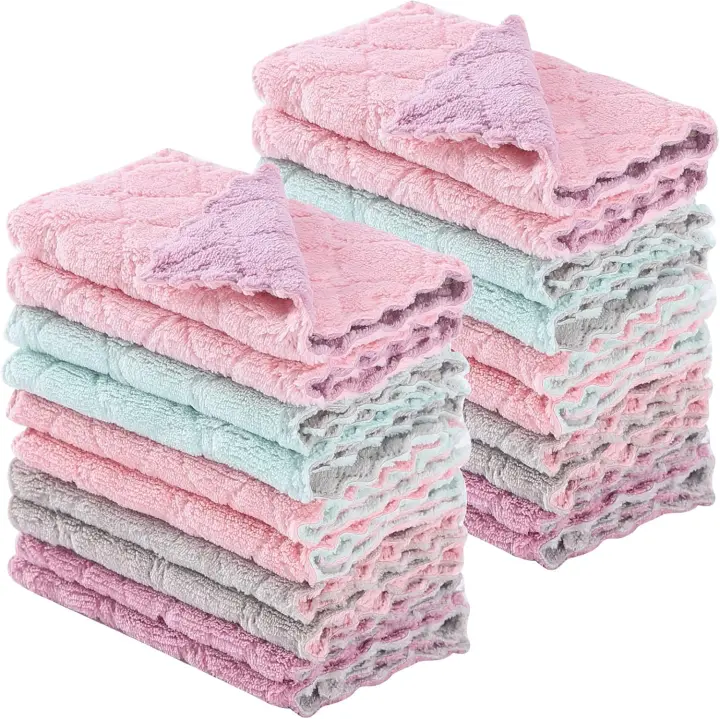 Super absorbente, paño de alta calidad,Color al azar Paquete de 20 Pantalones de cocina de forro polar coral - 1