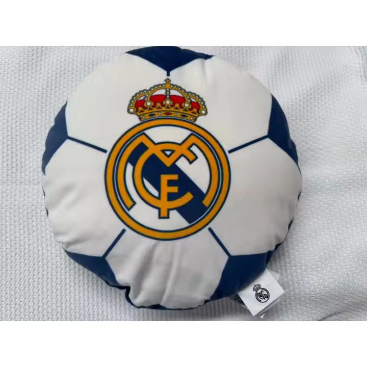 Cojín Terciopelo Redondo Con Escudo Real Madrid - 1
