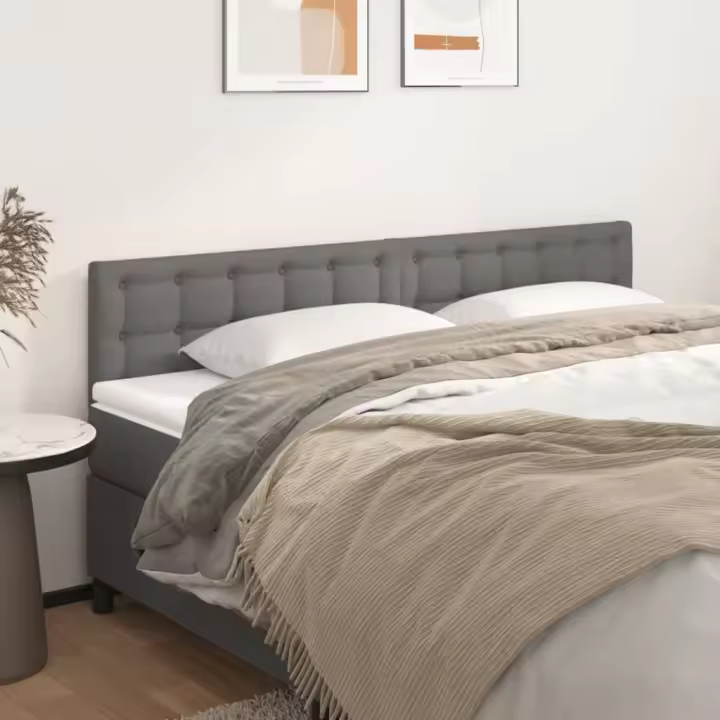 vidaXL Cabeceros 2 unidades de cuero sintético gris 100x5x78/88 cm - 1
