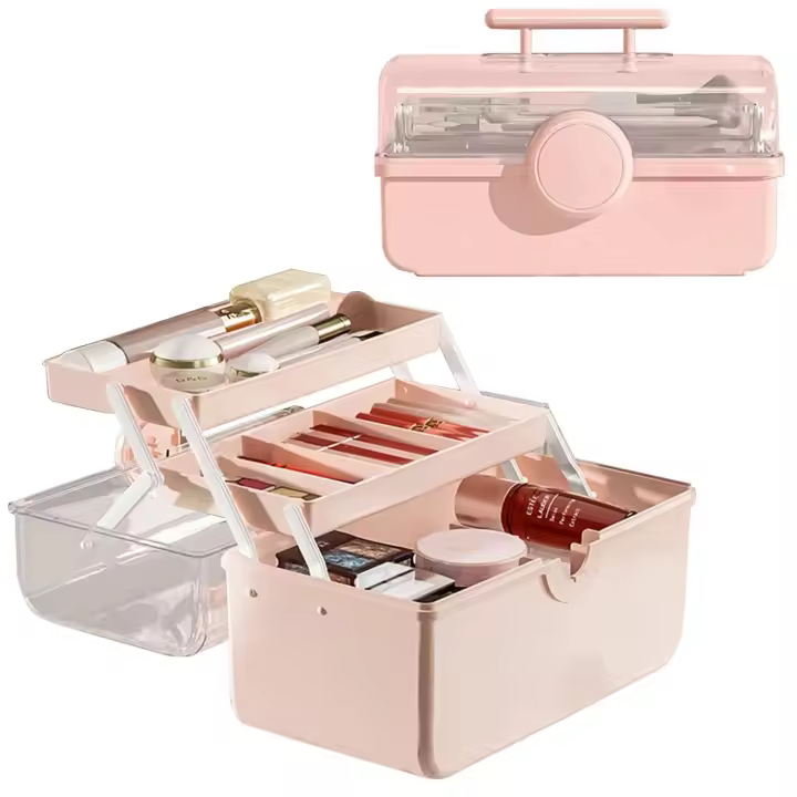 Organizador de almacenamiento de maquillaje, organizador de maquillaje de gran capacidad con cubierta visual transparente - 1