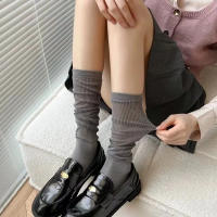 2 Pcs Medias Largas De Verano Para Mujer Estilo Lolita Y2K Solas Sólidas Transpirables Con Encaje Suaves Y Casuales Medias De Rodilla - details 6