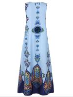 Vestido Largo Sin Mangas Para Mujer Estilo Vintage Con Flores Y Diseño V En El Cuello Vestido De Verano De Tela Poliéster Midi - details 8