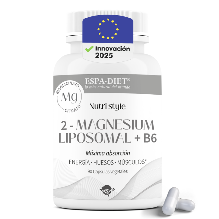 Espadiet - Citrato de Magnesio y Bisglicinato de Magnesio cápsulas con vitamina B6 - MAYOR ABSORCIÓN - Magnesio Liposomado más Asimilable - Energía, Huesos, Músculos, Sistema Nervioso - 90 cápsulas