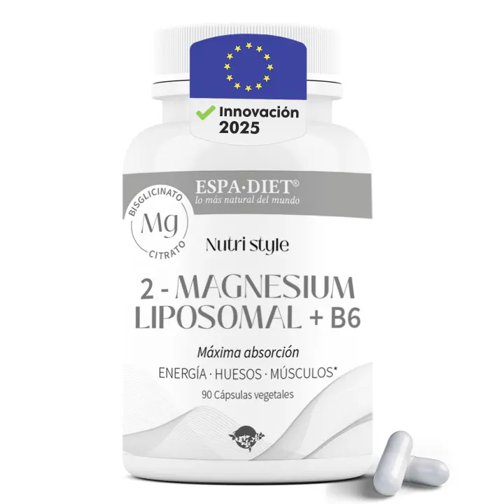 Espadiet - Citrato de Magnesio y Bisglicinato de Magnesio cápsulas con vitamina B6 - MAYOR ABSORCIÓN - Magnesio Liposomado más Asimilable - Energía, Huesos, Músculos, Sistema Nervioso - 90 cápsulas - 1