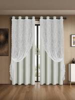 Cortinas Modernas De Color Sólido Doble Capa Con Cordón Para Atar, Totalmente Oscurecidas Perforadas Adecuadas Para Varias Habitaciones Material De Poliéster 100% - details 11