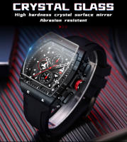 Reloj De Cuarzo MINI FOCUS Para Hombres Con Dial Tonneau Deportivo Y Correa De Silicona Naranja Cronógrafo Resistente Al Agua Con Manos Luminosas Fecha Automática - details 9