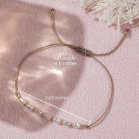 Pulseras con cuentas Doradas para Mujer, Lindas cuentas hechas a mano, ajustables, de Cuerda beige, pulsera de la suero, joyería de Amistad para las fiestas. - details 1