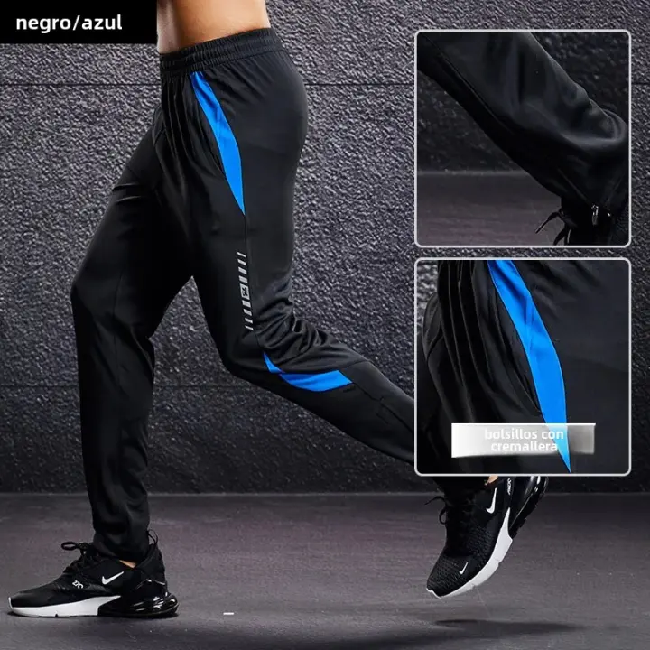 Pantalones Deportivos Para Hombre Con Bolsillos Y Cierre De Cremallera Para Correr Y Entrenar Fútbol Leggings De Fitness Talla Verdadera - 1