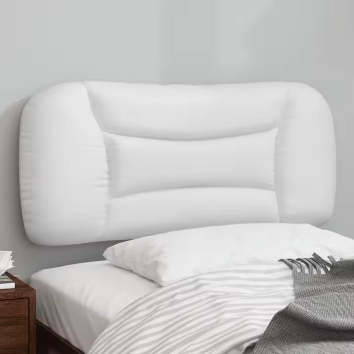 vidaXL Cabecero de cama acolchado cuero sintético blanco 90 cm - 1