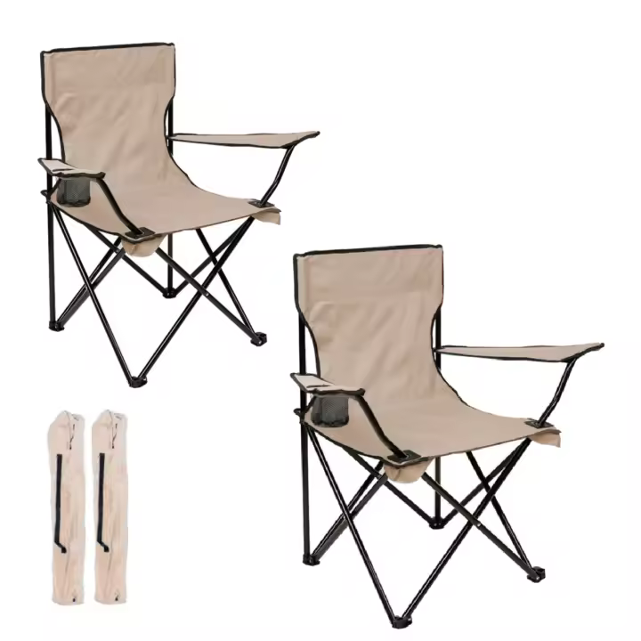 Set de 2 Sillas camping plegable portátil sillas pesca camping playa con reposabrazos y bolsa de transportesenderismo trekking - 1