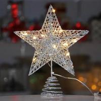 Estrella LED Para Árbol De Navidad Toppers Operada Por Batería Decoración De Fiesta En Sala Luz De Año Nuevo - details 23