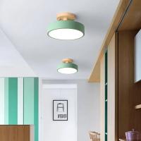 Lámpara De Techo Industrial Nórdica Para Entrada Sala De Estar Comedor Dormitorio Estudio Baño Luz Redonda De Madera Moderna - details 19