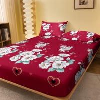 Sábana Ajustada Moderna Y Sencilla Con Estampado De Plantas Y Flores Mate Para Dormitorio Sin Almohadillas De Sábanas - details 1