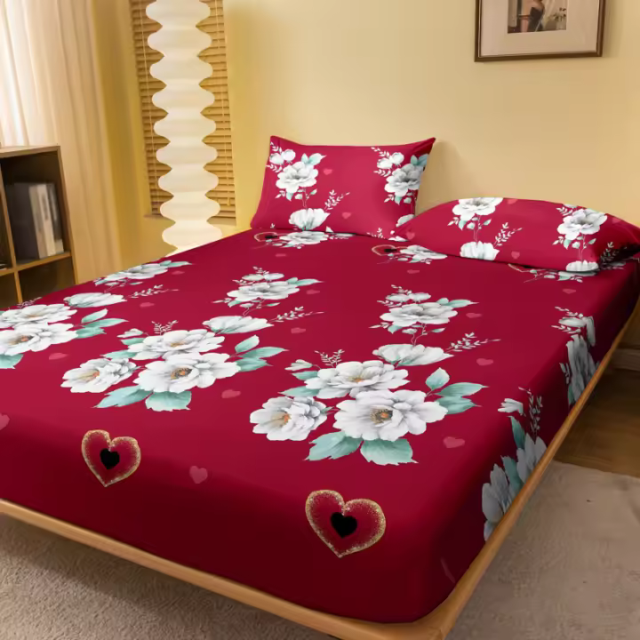 Sábana Ajustada Moderna Y Sencilla Con Estampado De Plantas Y Flores Mate Para Dormitorio Sin Almohadillas De Sábanas - 1