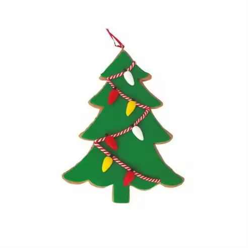 Árbol de Navidad colgante para decoración de árbol 90x125mm fabricado en arcilla color verde y marrón acabado mate - 1