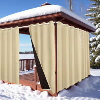 Cortinas Negras Aislantes De Calor Con Capa Impermeable Y Ventilación Para Patio Exterior Resistente Al Viento Y a Invierno Decorativas Para Sala De Estar Y Dormitorio - details 3