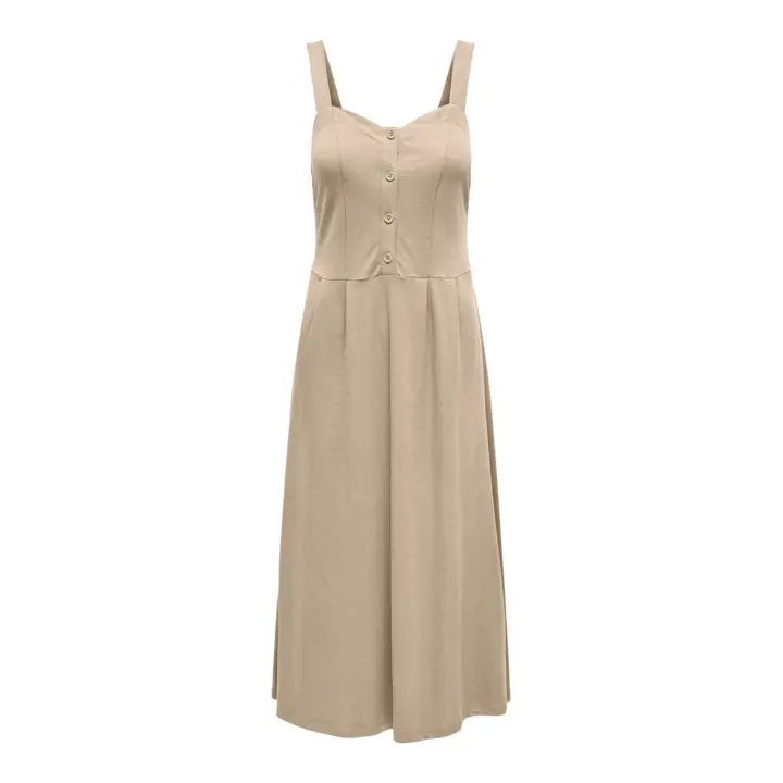 Vestido Only Jany Beige Para Mujer con Tirantes Anchos - 1