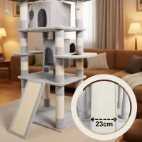 Torre Rascador para Gatos, 5 Niveles, con Casitas y Plataformas, Color Gris y Blanco, 61*49*170cm - details 0