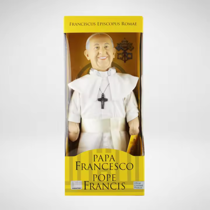 Toodles Dolls Figura realista Papa Francesco 29CM para coleccionistas Pope Francis Franciscus Episcopus Romae Muñeco Religioso de tela Realista Jorge Mario Bergoglio Iglesia Católica Recuerdos del Vaticano Souvenir Alta Calidad y detalle - 1